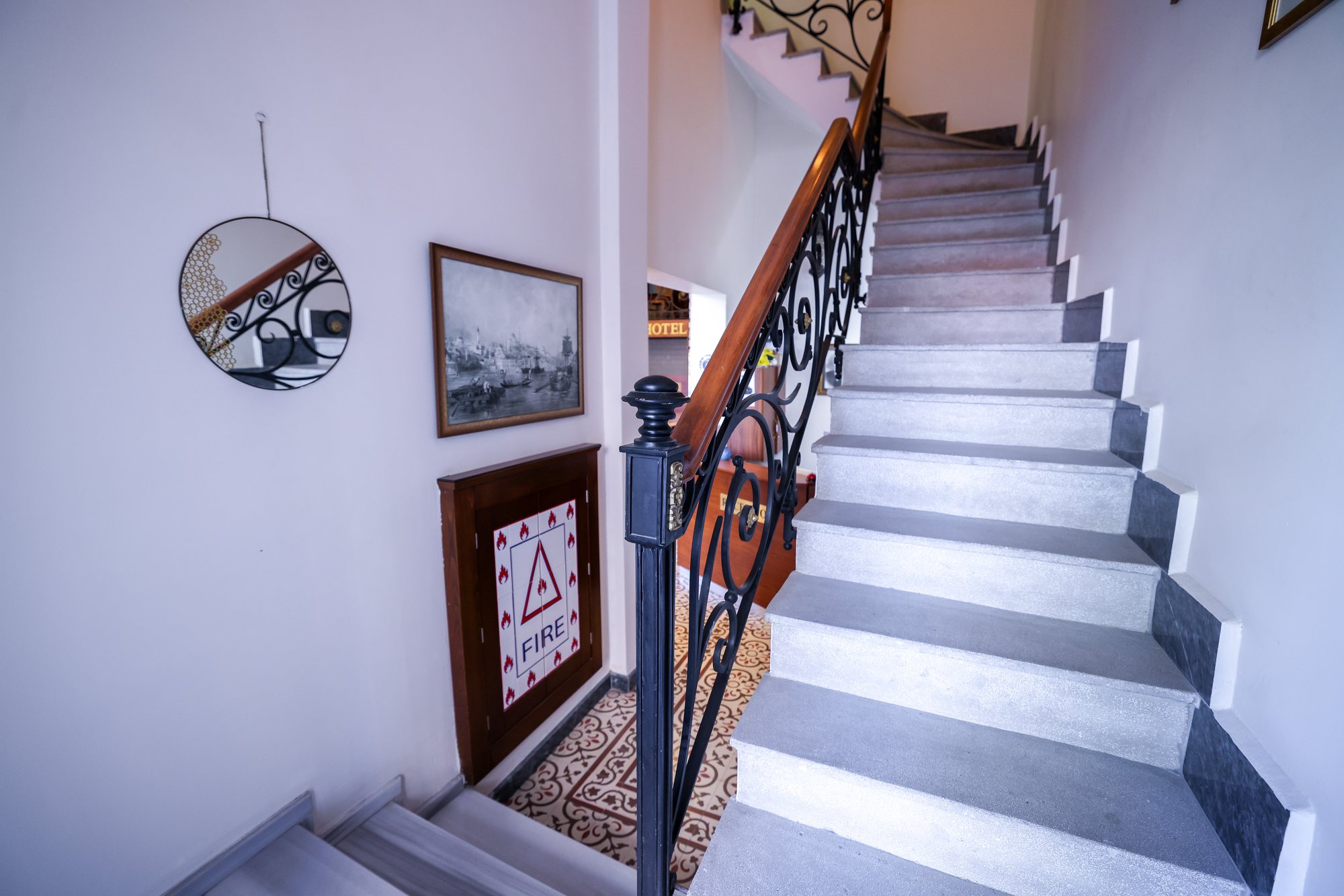 Interior staircase at Nusretbey Boutique Hotel